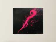 Abstraktes Acrylbild Minimalistisch sehr modern schwarz und pink Action Painting Splash Art