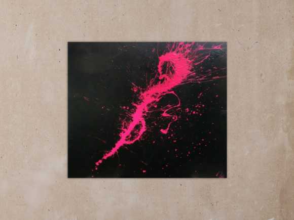 Abstraktes Acrylbild Minimalistisch sehr modern schwarz und pink Action Painting Splash Art