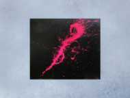 Abstraktes Acrylbild Minimalistisch sehr modern schwarz und pink Action Painting Splash Art