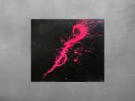 Abstraktes Acrylbild Minimalistisch sehr modern schwarz und pink Action Painting Splash Art