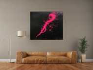 Abstraktes Acrylbild Minimalistisch sehr modern schwarz und pink Action Painting Splash Art