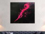 Abstraktes Acrylbild Minimalistisch sehr modern schwarz und pink Action Painting Splash Art