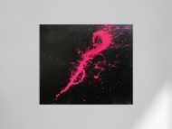 Abstraktes Acrylbild Minimalistisch sehr modern schwarz und pink Action Painting Splash Art