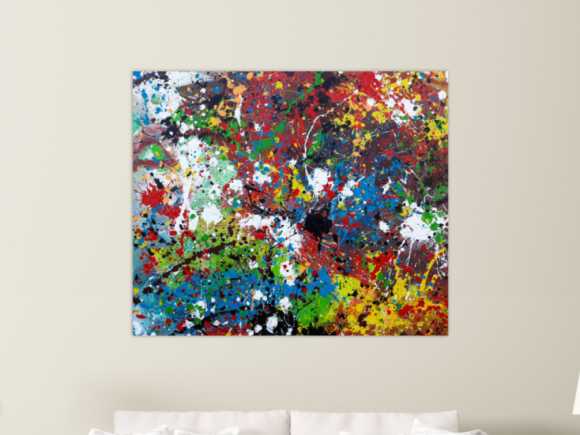 Abstraktes Acrylbild sehr bunt moderne modern Splash Art Action Painting