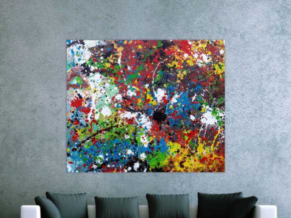 Abstraktes Acrylbild sehr bunt moderne modern Splash Art Action Painting