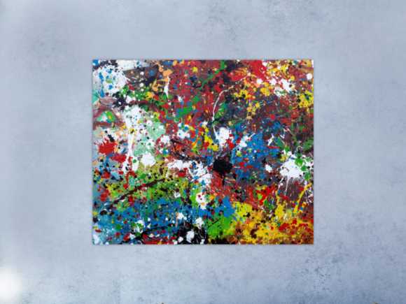 Abstraktes Acrylbild sehr bunt moderne modern Splash Art Action Painting