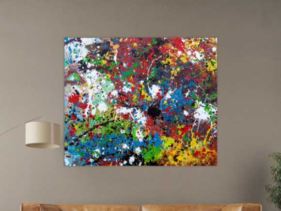 Abstraktes Acrylbild sehr bunt moderne modern Splash Art Action Painting