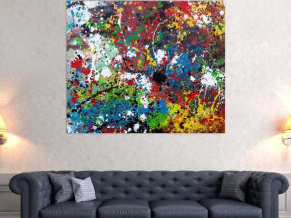 Abstraktes Acrylbild sehr bunt moderne modern Splash Art Action Painting