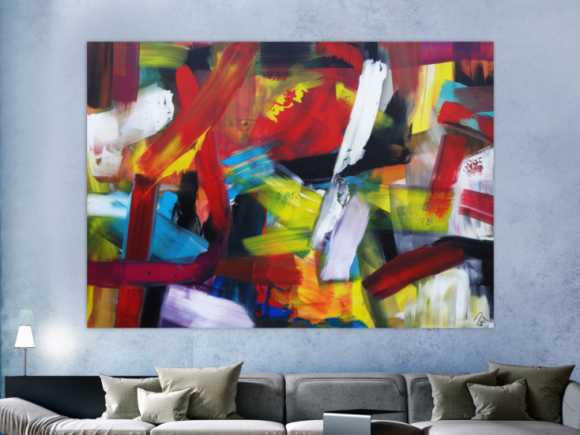 Abstraktes Acrylbild sehr bunt modern Mischtechnik Modern Art sehr bunt viele Farben zeitgenössisch