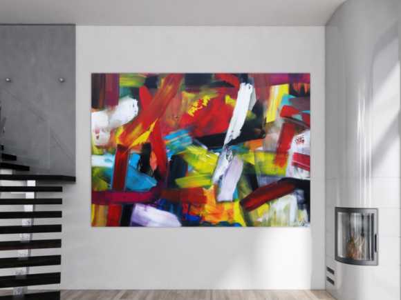 Abstraktes Acrylbild sehr bunt modern Mischtechnik Modern Art sehr bunt viele Farben zeitgenössisch