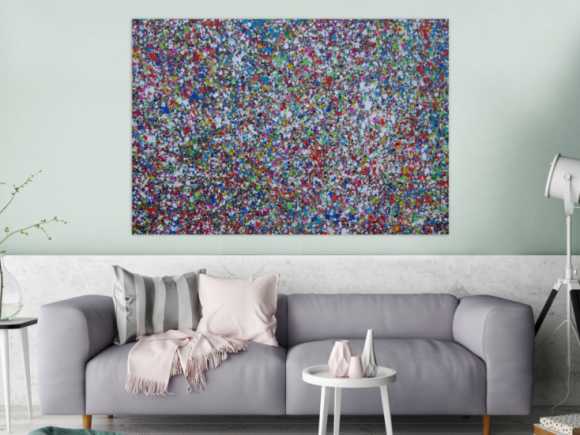 Abstraktes Acrylbild Splash Art expressionistisch Action painting zeitgenössisch auf Leinwand