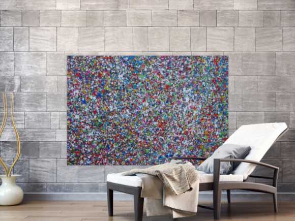 Abstraktes Acrylbild Splash Art expressionistisch Action painting zeitgenössisch auf Leinwand