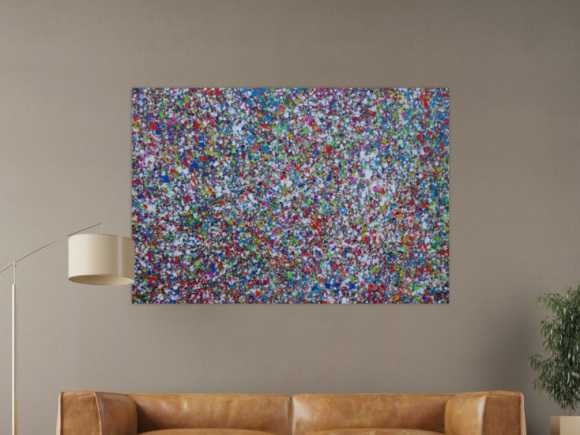 Abstraktes Acrylbild Splash Art expressionistisch Action painting zeitgenössisch auf Leinwand