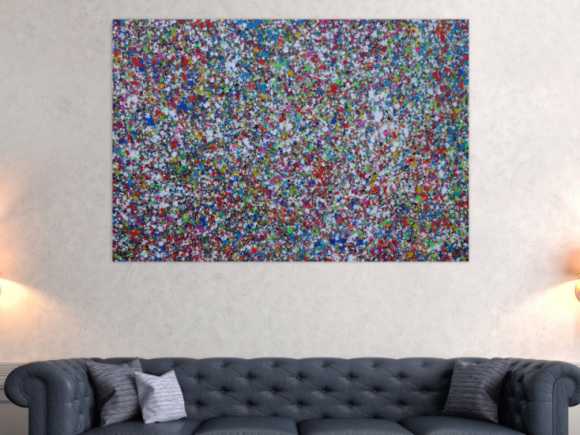 Abstraktes Acrylbild Splash Art expressionistisch Action painting zeitgenössisch auf Leinwand