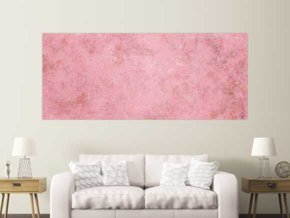 Abstraktes Acrylbild rosa Farben und echter Rost schlicht modern zeitgenössisch expressionistisch