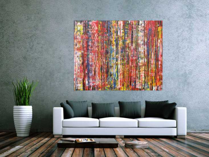 Hochwertige Kunst Auf Leinwand Abstraktes Acrylbild Sehr Bunt Modern ...