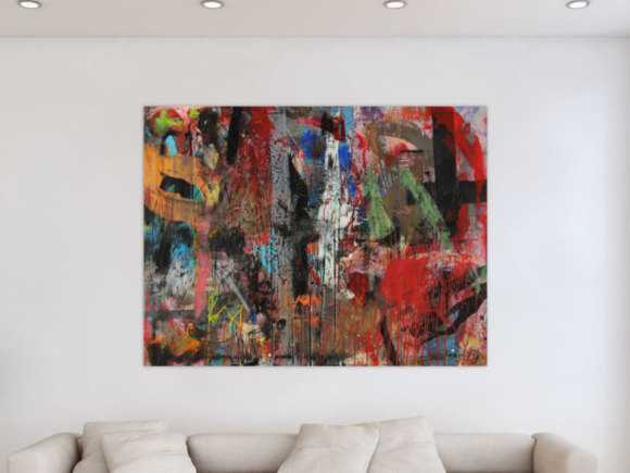 Abstraktes Acrylbild Mischtechnik zeitgenössisch expressionistisch handgemaltes Unikat auf Leinwand