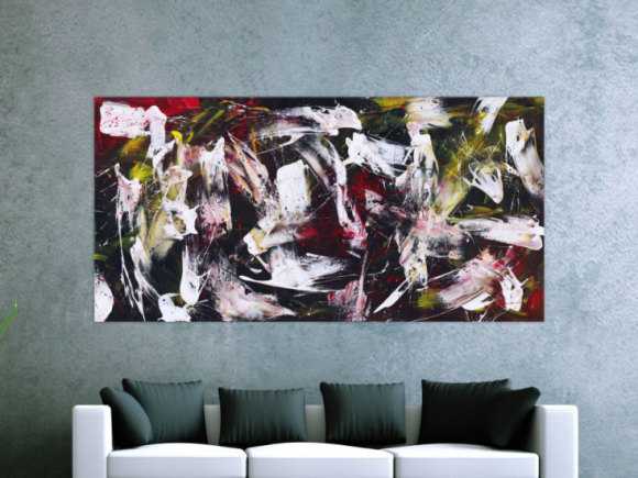 Abstraktes Gemälde auf Leinwand handgemalt Action Painting zeitgenössisch expressionistisch