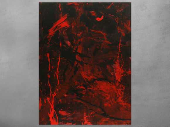 Abstraktes Gemälde rot schwarz Action Painting Modern Art handgemalt zeitgenössisch