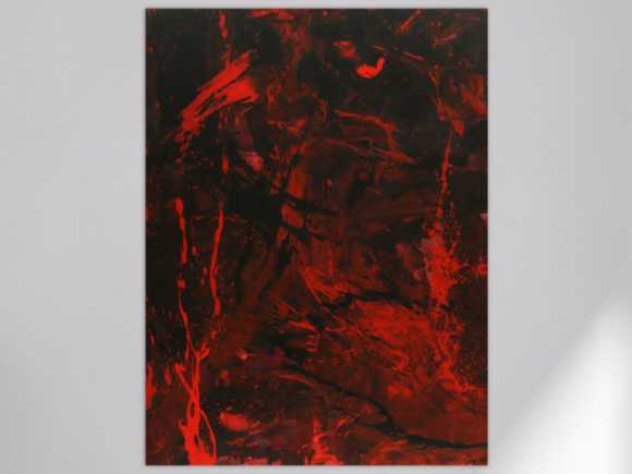 Abstraktes Gemälde rot schwarz Action Painting Modern Art handgemalt zeitgenössisch