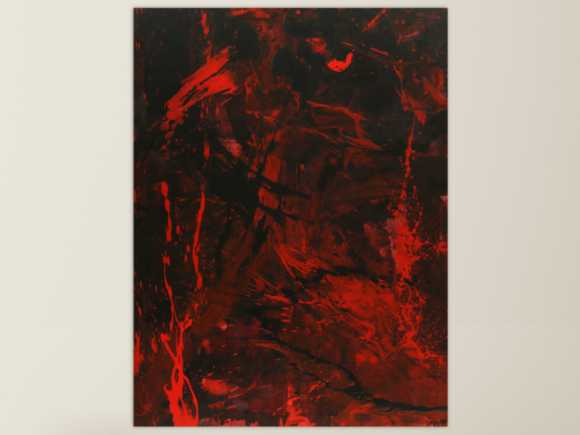 Abstraktes Gemälde rot schwarz Action Painting Modern Art handgemalt zeitgenössisch