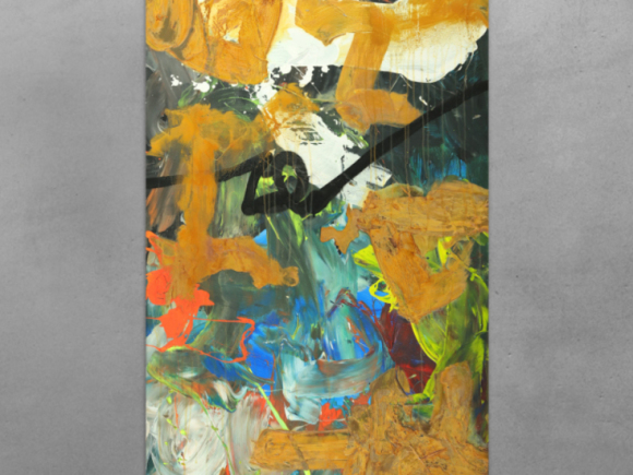 Gemälde Original abstrakt 200x90cm Aus echtem Rost expressionistisch handgefertigt Mischtechnik orange anthrazit schwarz hochwertig