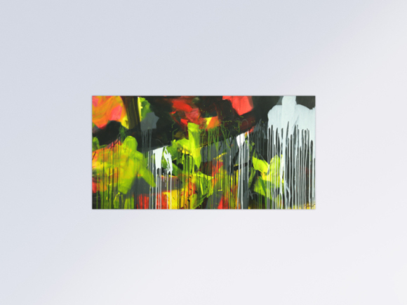 Gemälde Original abstrakt 100x200cm Action Painting expressionistisch auf Leinwand Mischtechnik schwarz weiß gelb hochwertig