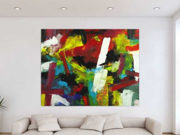 Gemälde Original abstrakt 140x180cm Spachteltechnik Moderne Kunst handgefertigt Mischtechnik bunt einzigartig