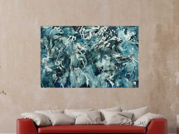 Abstraktes Original Gemälde 100x160cm Action Painting Modern Art handgefertigt  anthrazit schwarz weiß Einzelstück