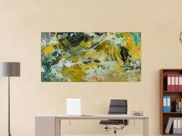 Abstraktes Original Gemälde 90x180cm Action Painting Modern Art handgefertigt Mischtechnik beige schwarz braun Unikat