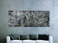 Gemälde Original abstrakt 80x200cm Minimalistisch Modern Art auf Leinwand Action Painting anthrazit schwarz grau hochwertig