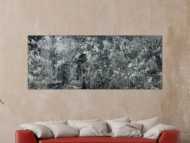 Gemälde Original abstrakt 80x200cm Minimalistisch Modern Art auf Leinwand Action Painting anthrazit schwarz grau hochwertig