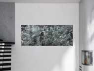 Gemälde Original abstrakt 80x200cm Minimalistisch Modern Art auf Leinwand Action Painting anthrazit schwarz grau hochwertig