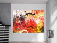 Gemälde Original abstrakt 160x220cm Action Painting Moderne Kunst handgemalt Mischtechnik rot weiß schwarz hochwertig