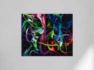 Gemälde Original abstrakt 100x120cm Action Painting Modern Art handgefertigt Fluid Painting schwarz bunt blau Einzelstück