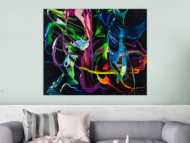 Gemälde Original abstrakt 100x120cm Action Painting Modern Art handgefertigt Fluid Painting schwarz bunt blau Einzelstück