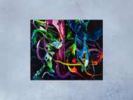 Gemälde Original abstrakt 100x120cm Action Painting Modern Art handgefertigt Fluid Painting schwarz bunt blau Einzelstück