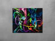 Gemälde Original abstrakt 100x120cm Action Painting Modern Art handgefertigt Fluid Painting schwarz bunt blau Einzelstück