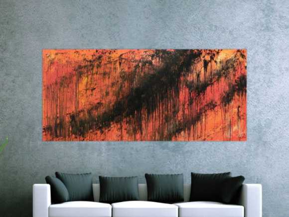 Abstraktes Acrylbild modern schwarz orange schlicht