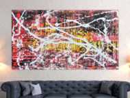 Abstraktes Acrylbild in rot schwarz gelb und weiß sehr modern