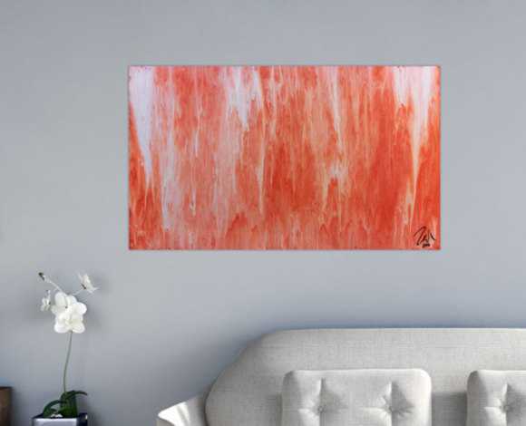 Modernes Acrylbild abstrakt in peach und Lachsfarben