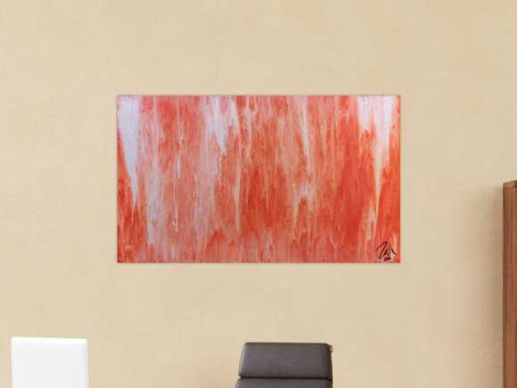 Modernes Acrylbild abstrakt in peach und Lachsfarben