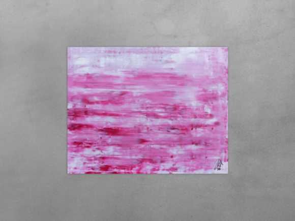 Abstraktes Acrylbild in rosa und weiß mit hellen Farben