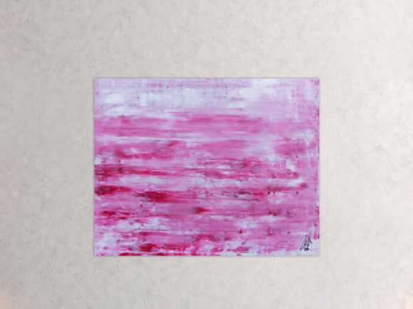 Abstraktes Acrylbild in rosa und weiß mit hellen Farben