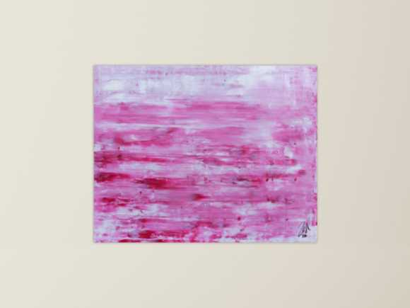 Abstraktes Acrylbild in rosa und weiß mit hellen Farben