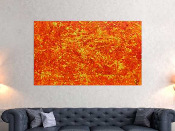 Modernes abstraktes Acrylbild in orange