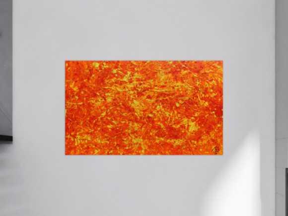 Modernes abstraktes Acrylbild in orange