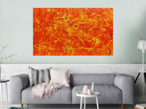 Modernes abstraktes Acrylbild in orange