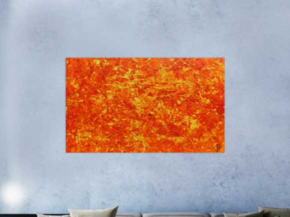 Modernes abstraktes Acrylbild in orange