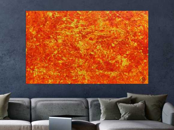 Modernes abstraktes Acrylbild in orange